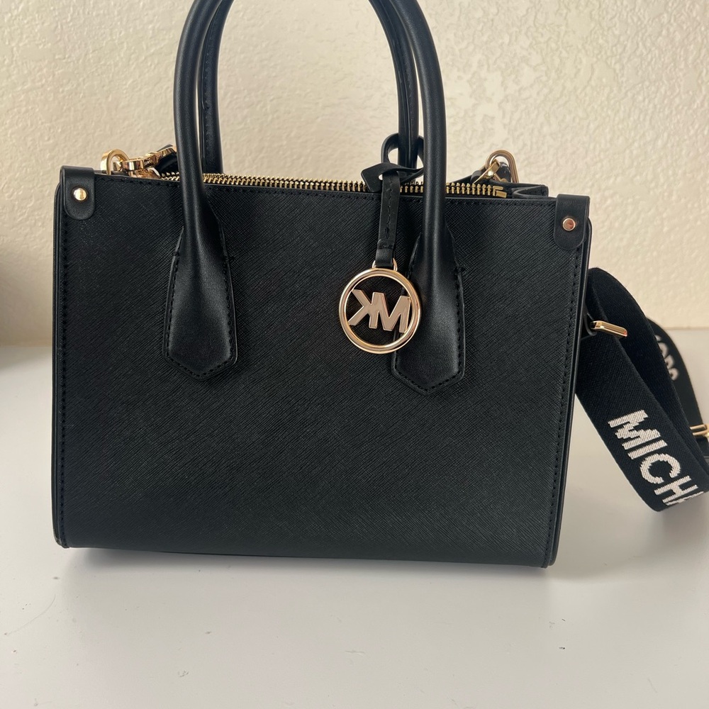 Michael Kors Black Satchel with Gold Accents